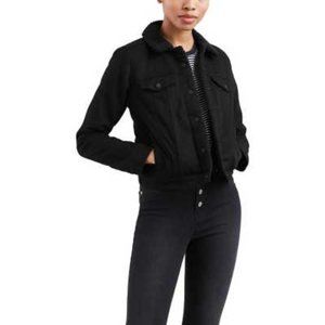 EX-BOYFRIEND SHERPA TRUCKER JACKET - Forever Black